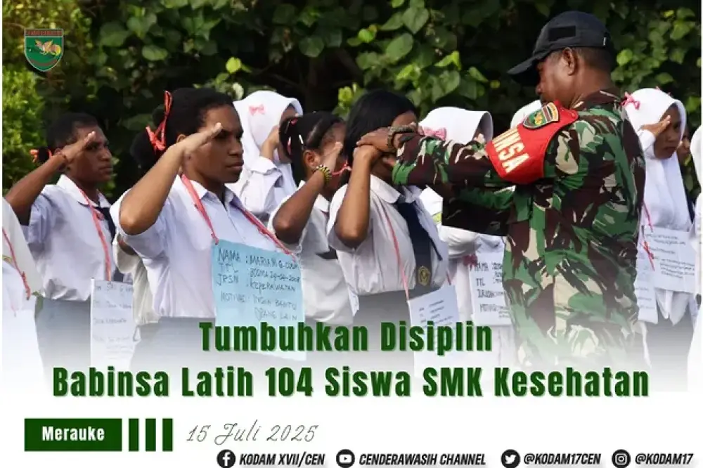 Tumbuhkan Disiplin Babinsa Latih 104 Siswa SMK Kesehatan